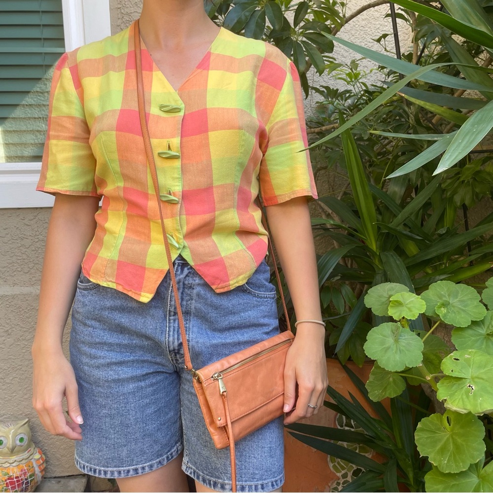 HOBO coral and Gold Mini Bag/Clutch distressed leather with Chic Design